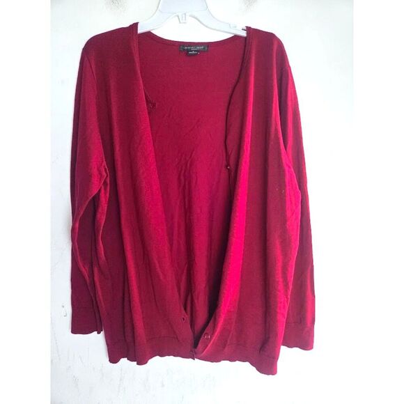 August Silk Women Dark Red Silk Blend Button Down Knit Cardigan Sweater size 1X - Picture 6 of 6